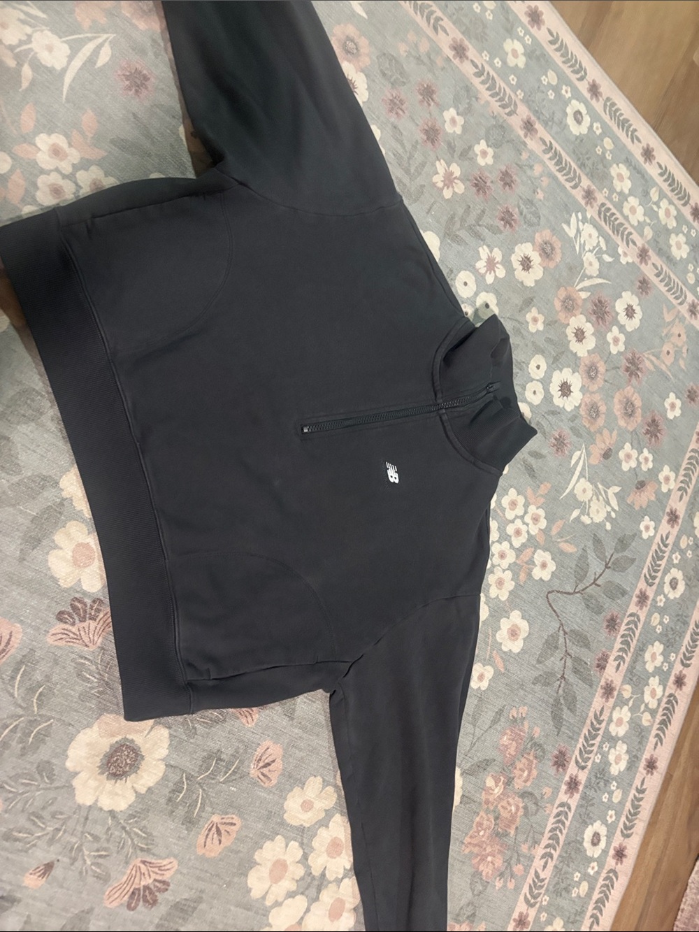 New Balance cropped Black Quarter-Zip Sweatshirt